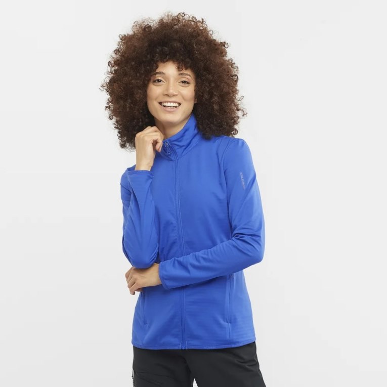 Chaquetas Salomon Essential Lightwarm Full Zip Mujer Azules | MX HOIX485